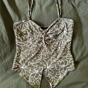 Floral Olive Green Women's Top